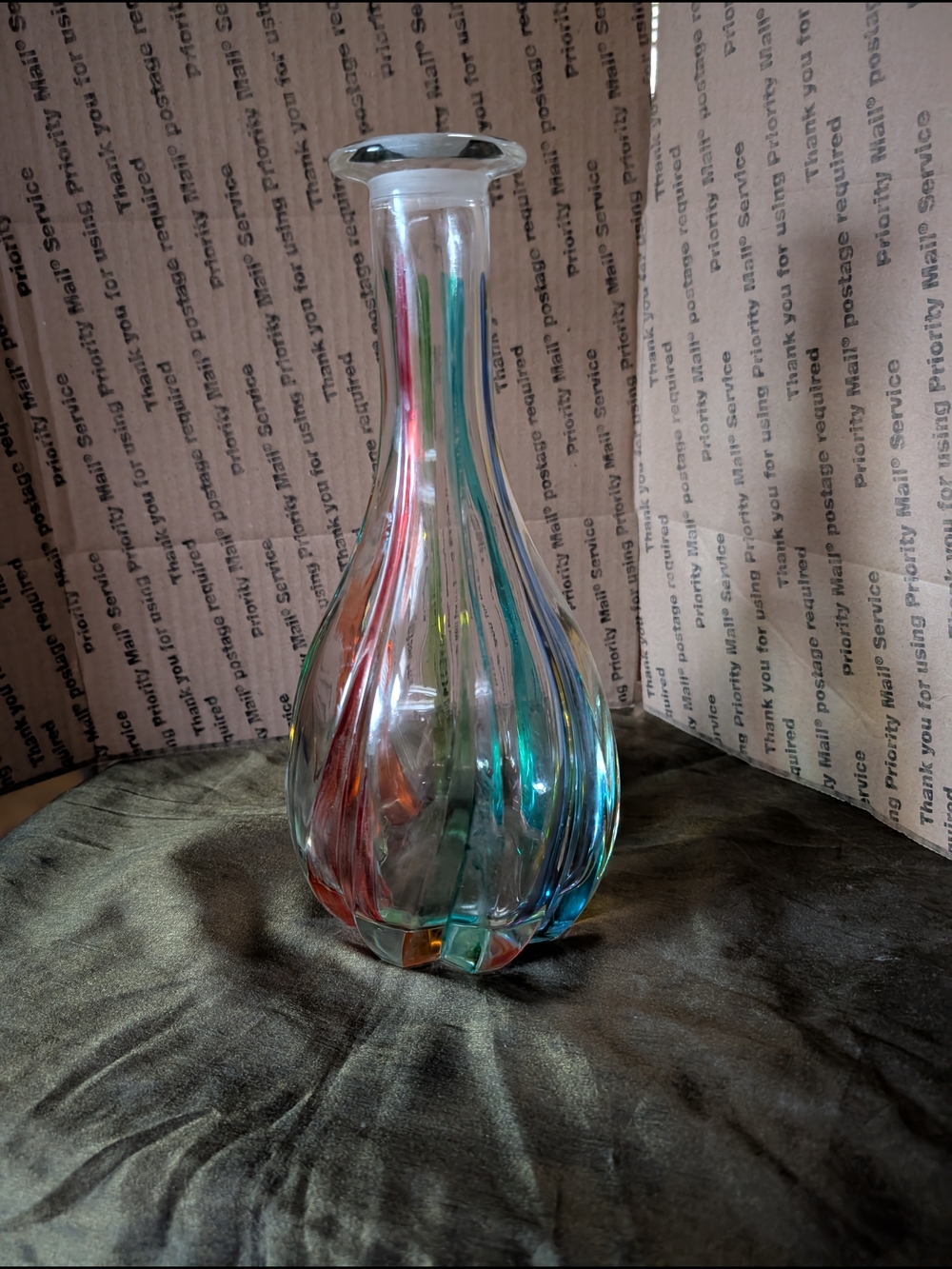 Handblown Swirl Glass Bud Vase — Multicolor